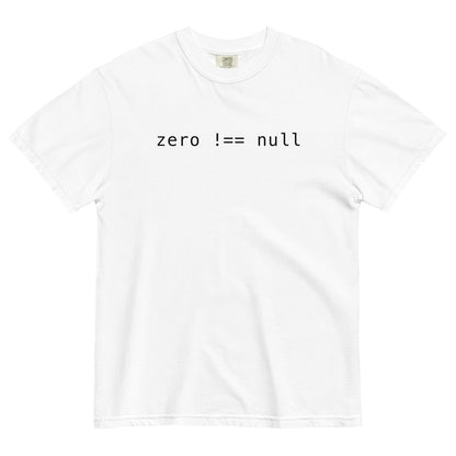 Zero Does Not Equal Null Unisex T-Shirt in White
