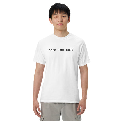 Zero Does Not Equal Null Unisex T-Shirt in White