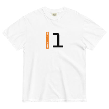 Lando Norris #1 F1 Driver Unisex T-Shirt in White - Front View
