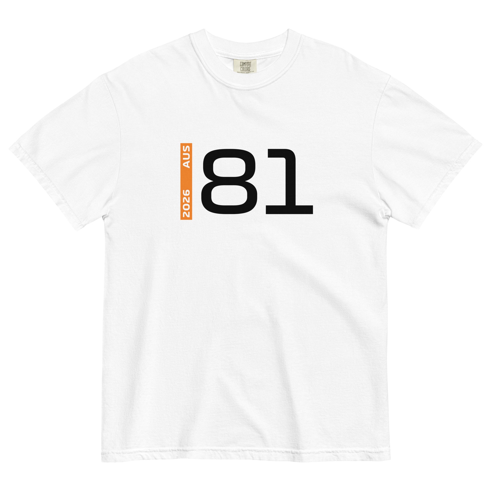 Oscar Piastri #81 F1 Driver Unisex T-Shirt in White - Front View