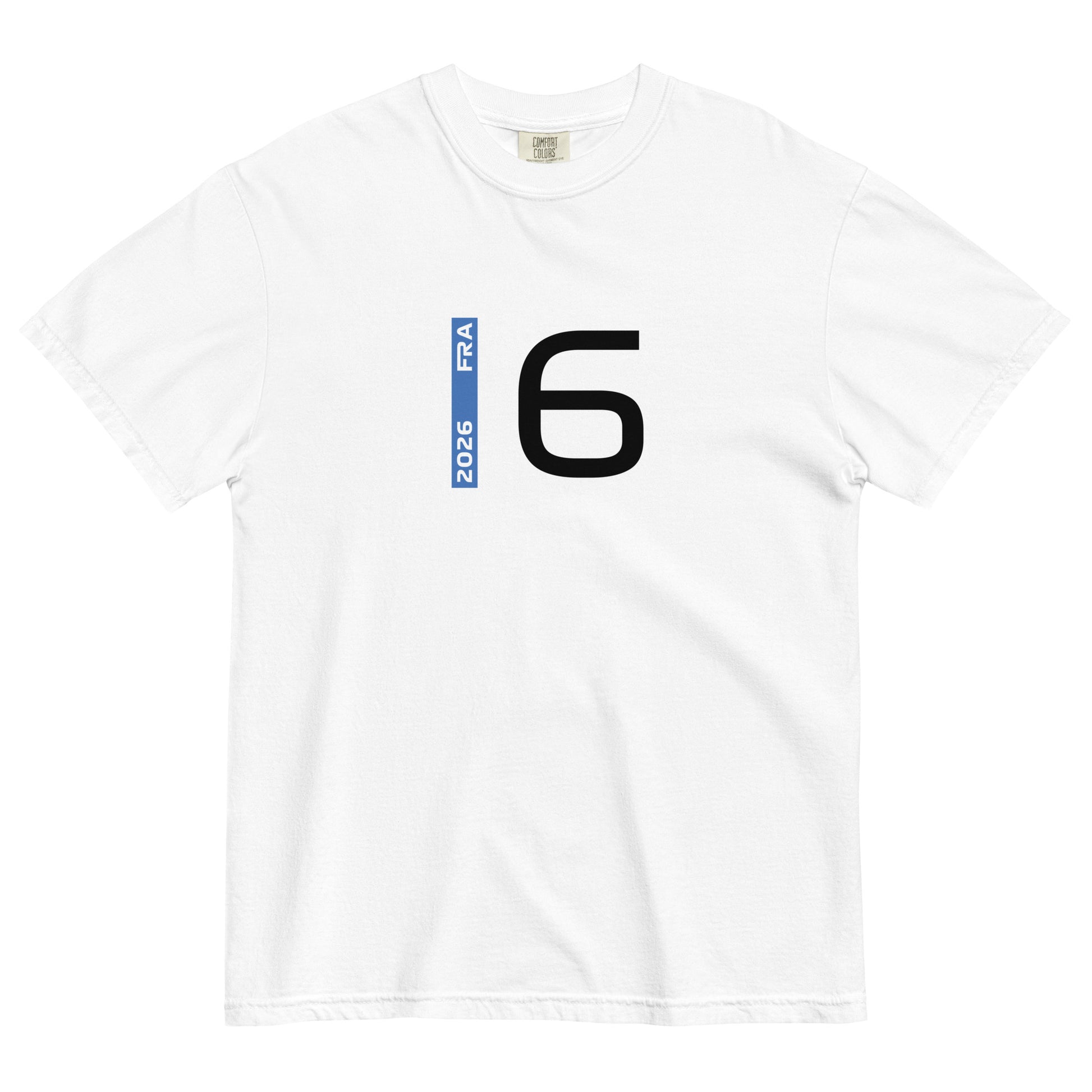 Isack Hadjar #6 F1 Driver Unisex T-Shirt in White - Front View