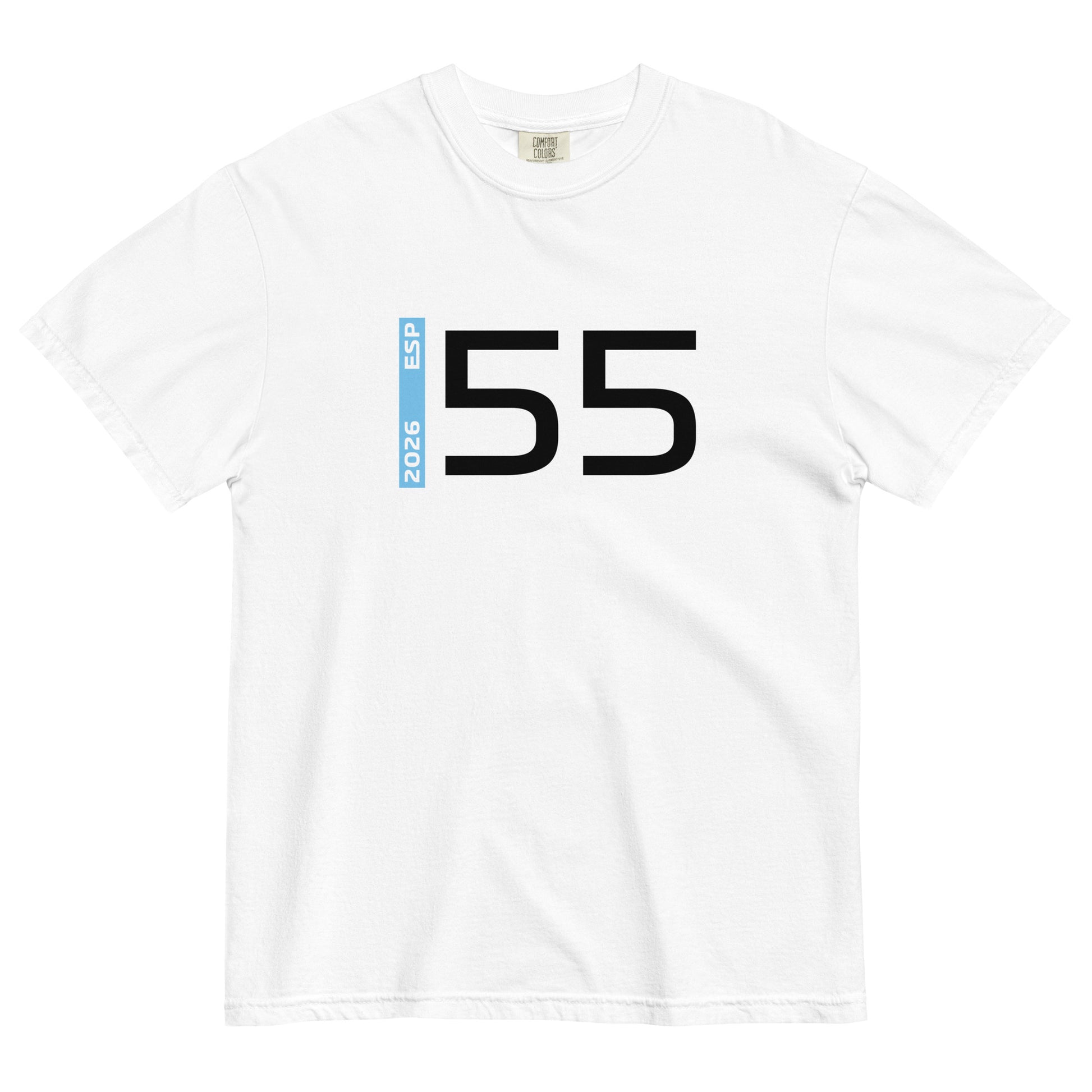 Carlos Sainz #55 F1 Driver Unisex T-Shirt in White - Front View