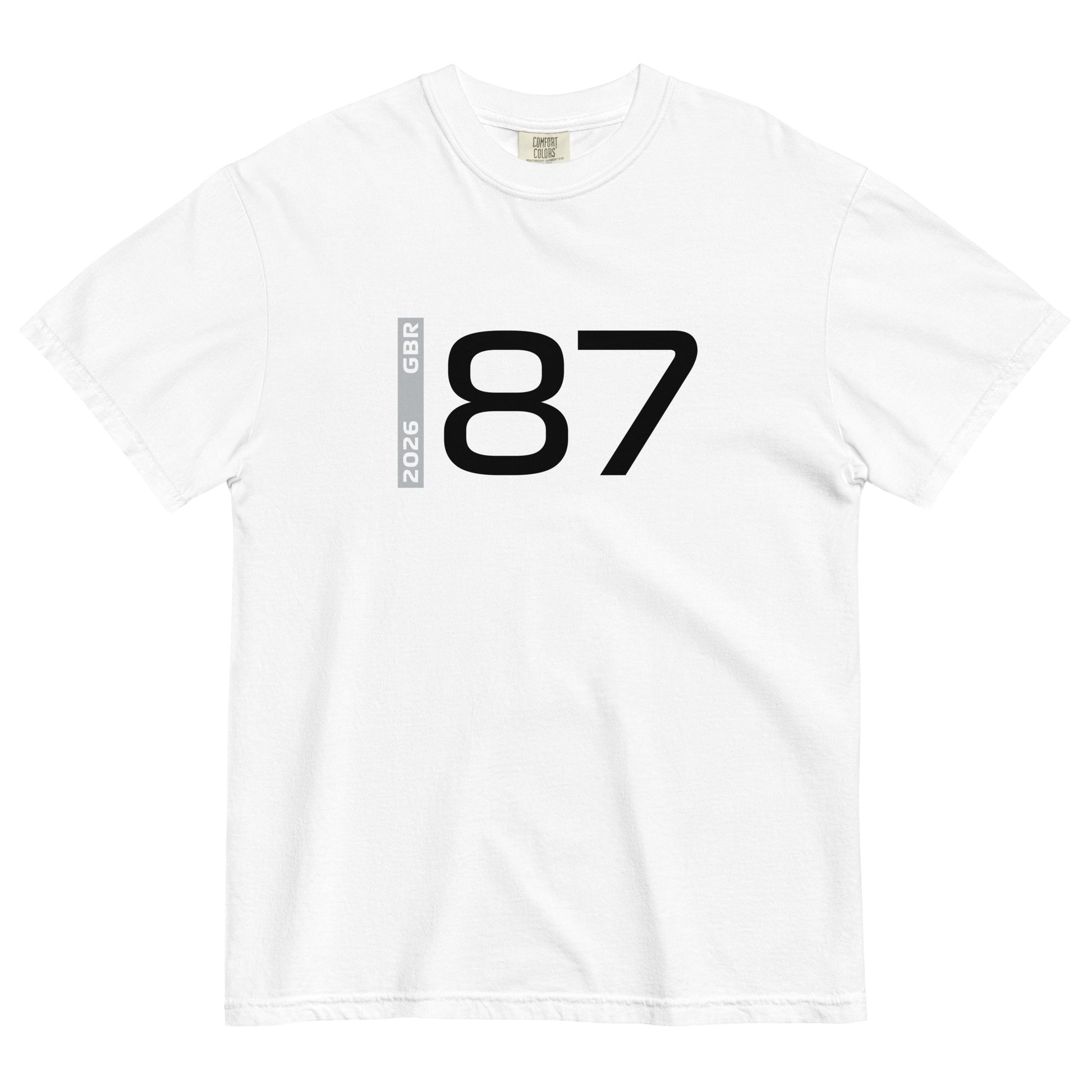 Oliver Bearman #87 F1 Driver Unisex T-Shirt in White - Front View