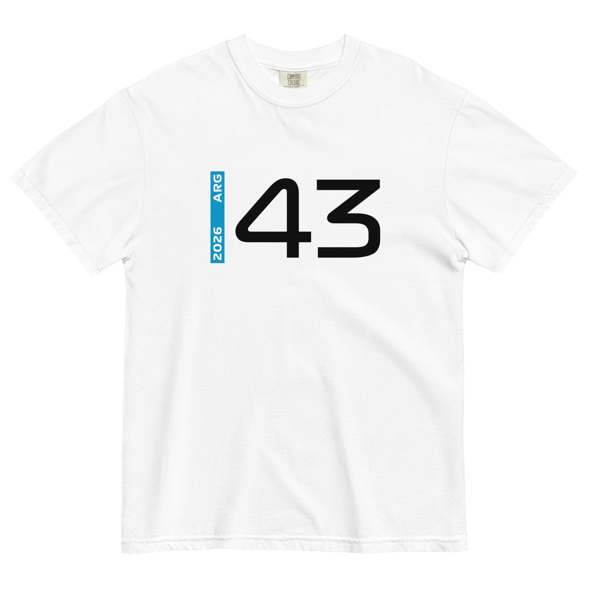 Franco Colapinto #43 F1 Driver Unisex T-Shirt in White - Front View