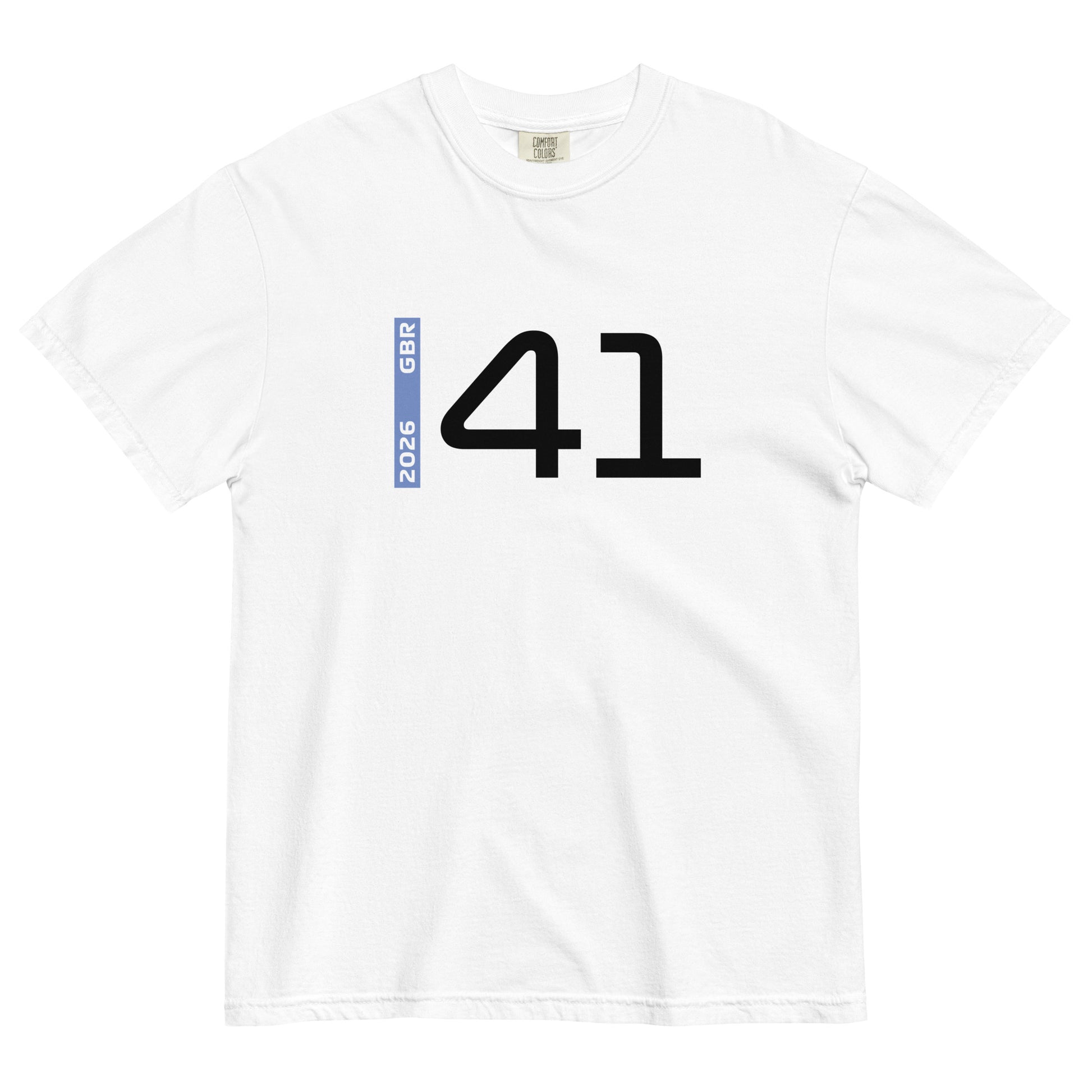 Arvid Lindblad #41 F1 Driver Unisex T-Shirt in White - Front View