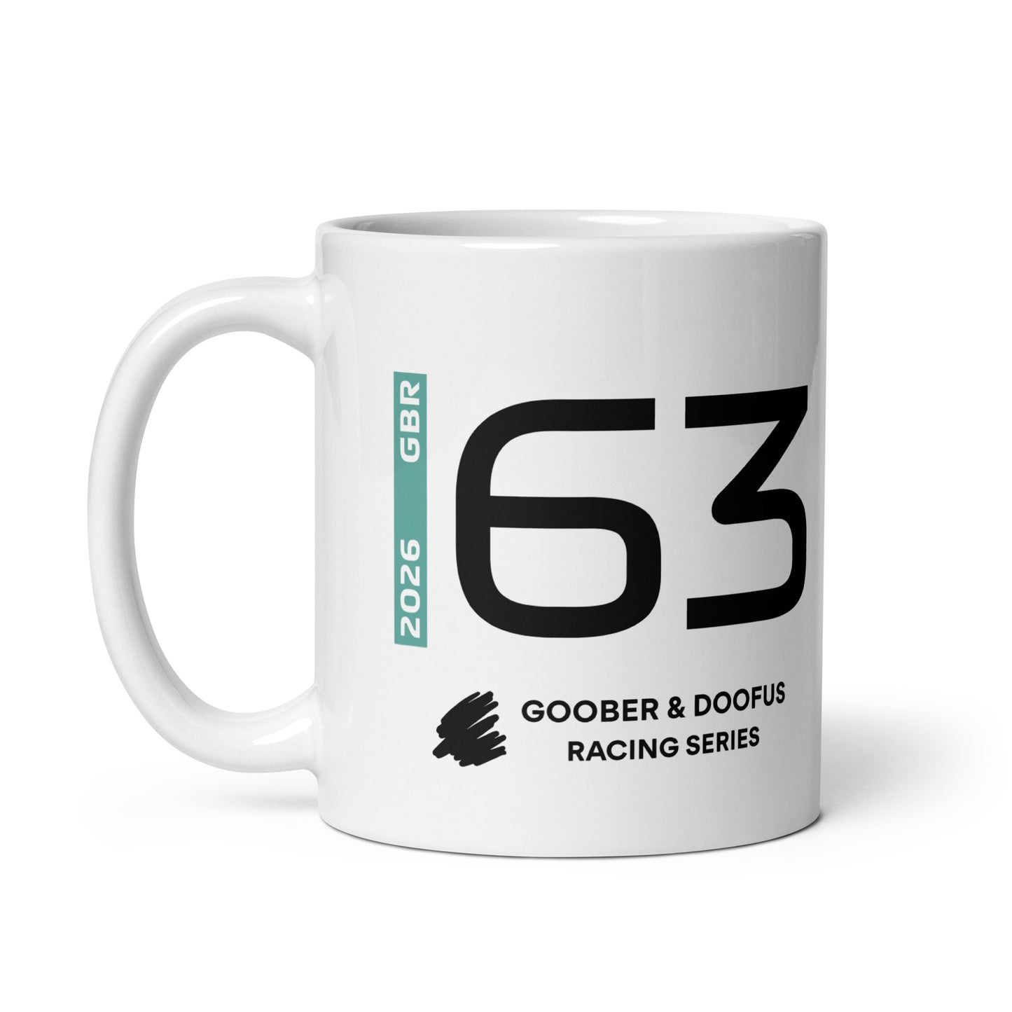 George Russell #63 F1 Driver White Mug (11oz) - Left Side