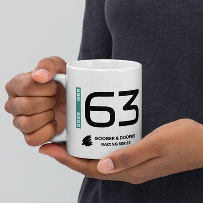 George Russell #63 F1 Driver White Mug (11oz) - Held In Hand