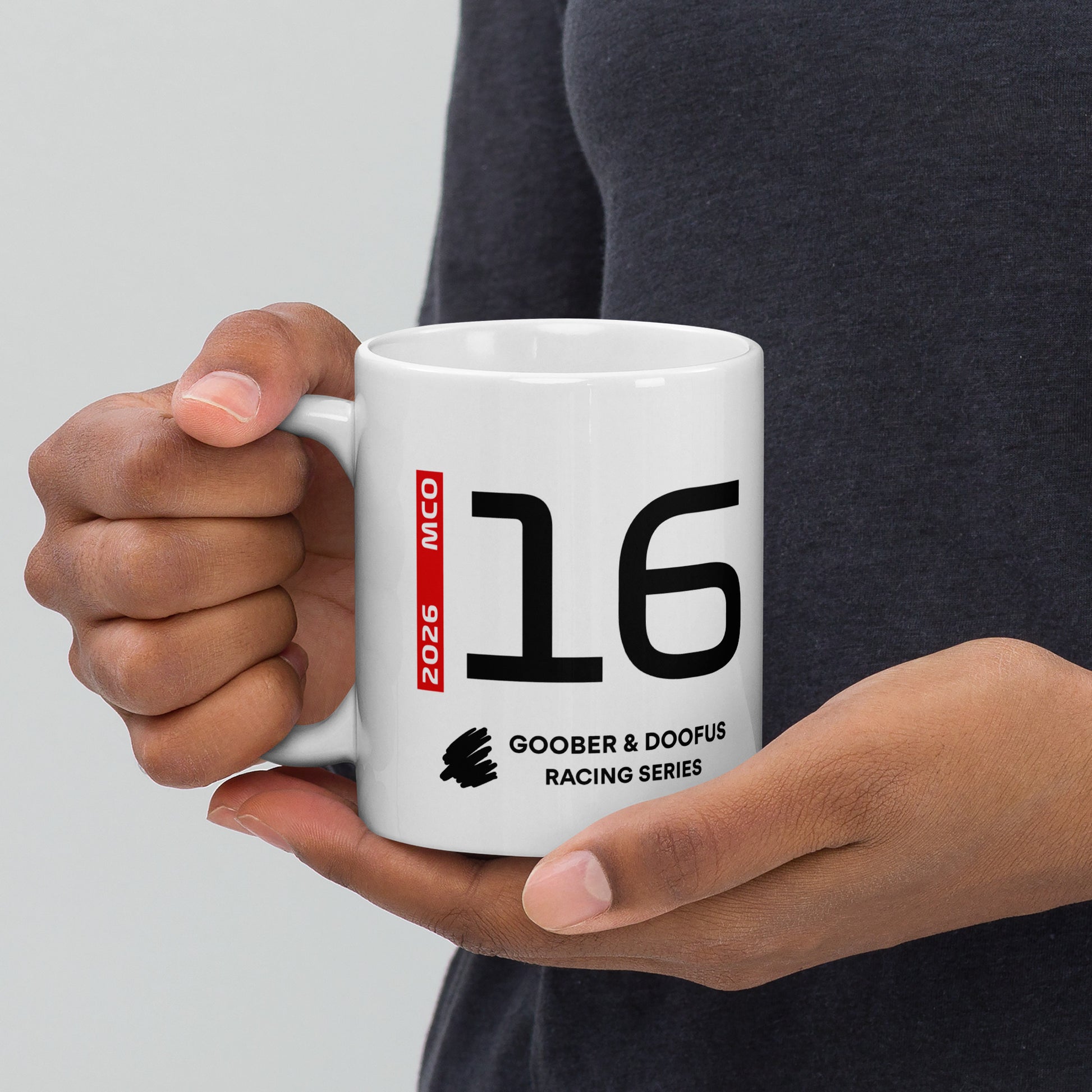 Charles Leclerc #16 F1 Driver White Mug (11oz) - Held In Hand