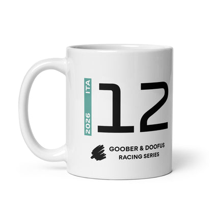 Kimi Antonelli #12 F1 Driver White Mug (11oz) - Left Side