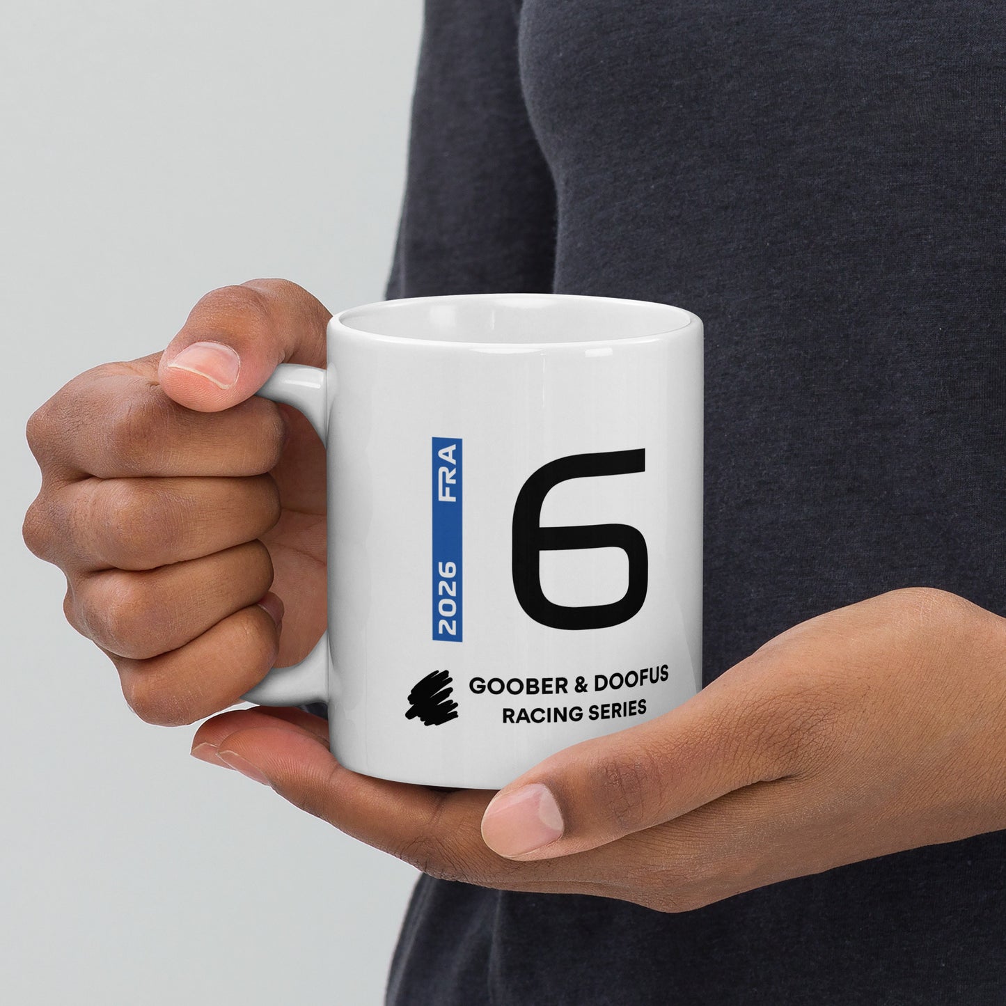 Isack Hadjar #6 F1 Driver White Mug (11oz) - Held In Hand