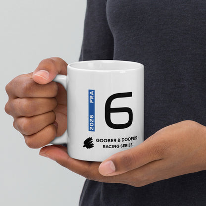 Isack Hadjar #6 F1 Driver White Mug (11oz) - Held In Hand