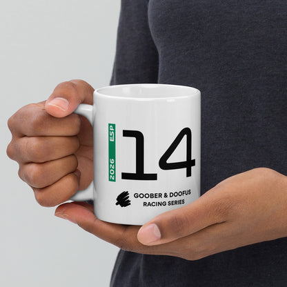 Fernando Alonso #14 F1 Driver White Mug (11oz) - Held In Hand