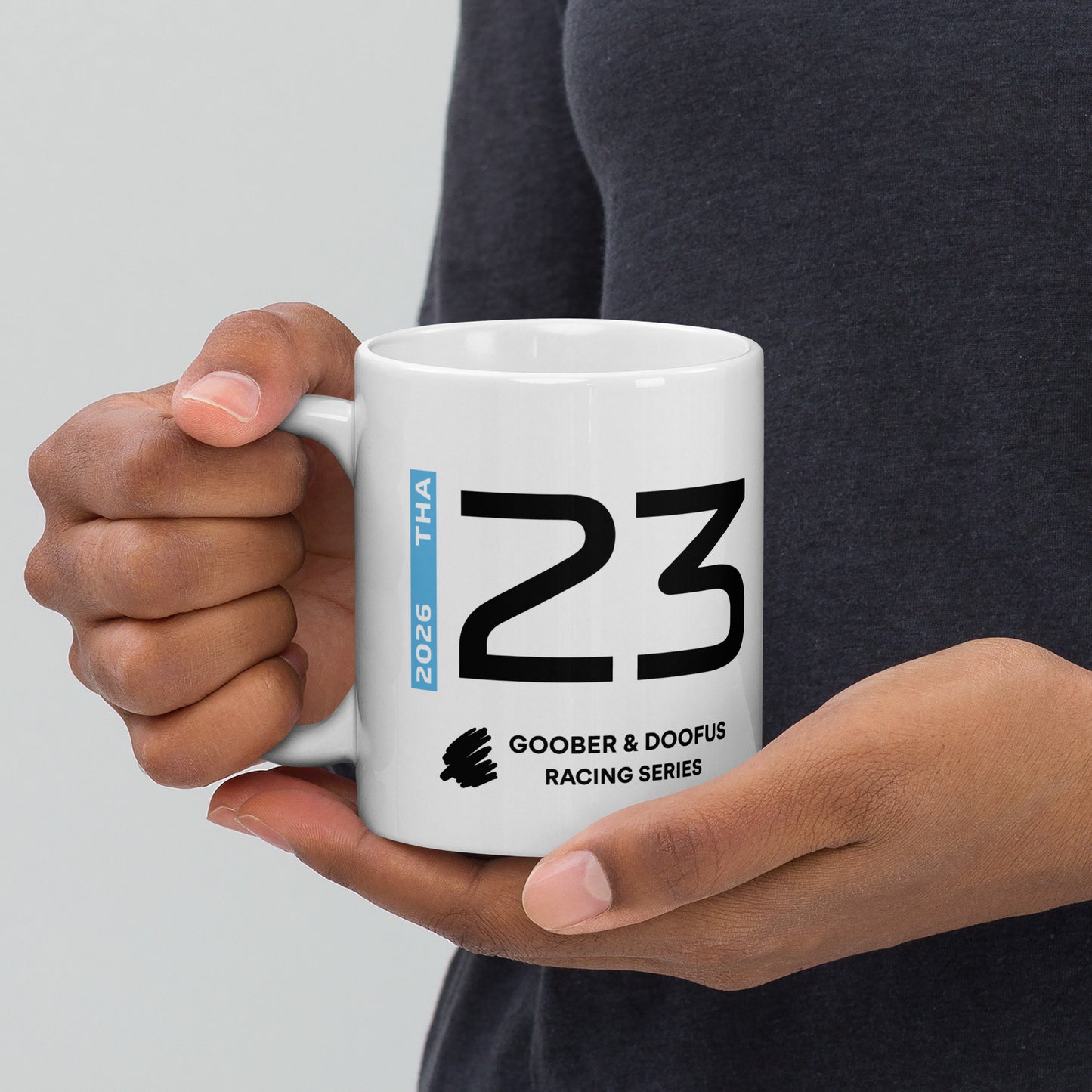 Alex Albon #23 F1 Driver White Mug (11oz) - Held In Hand