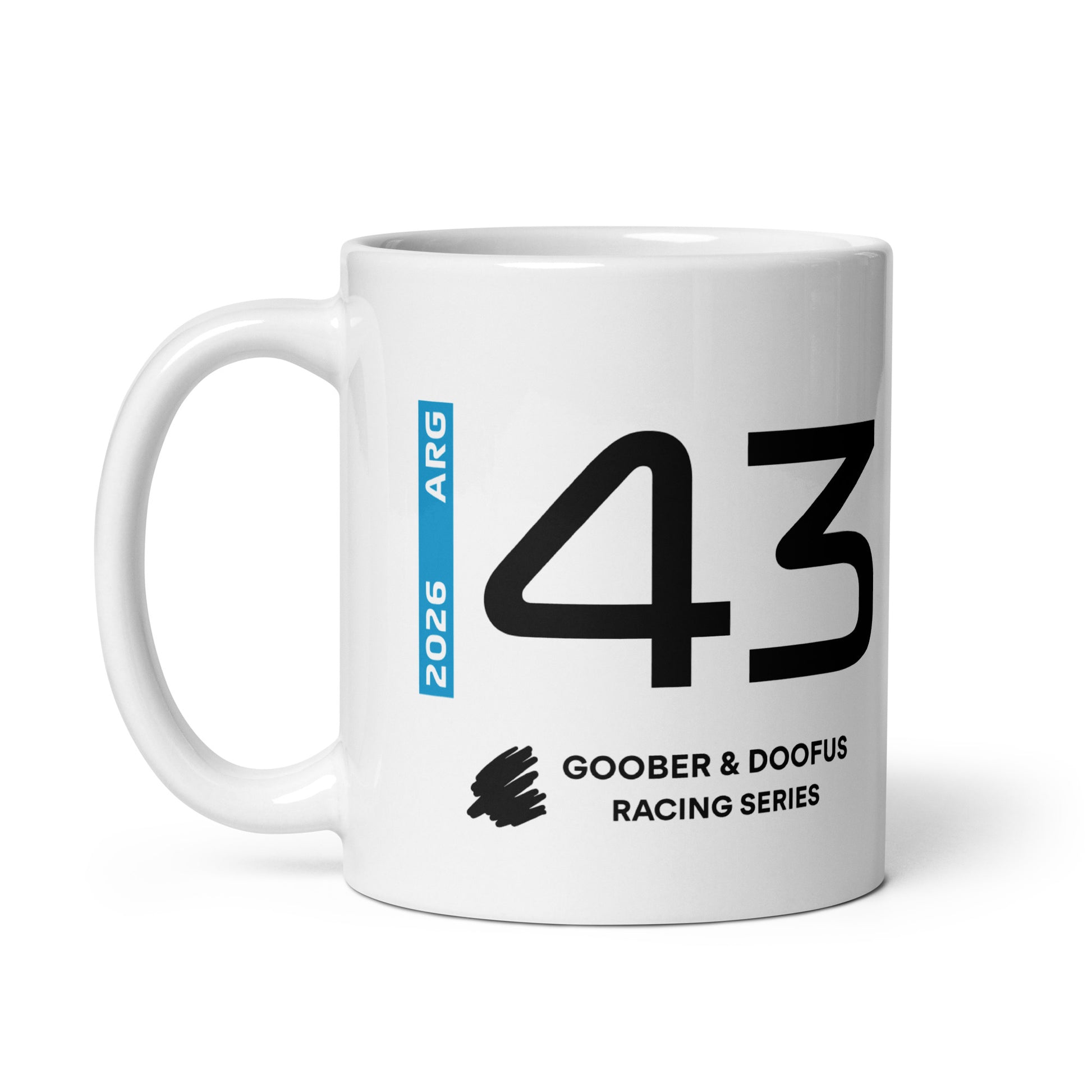 Franco Colapinto #43 F1 Driver White Mug (11oz) - Left Side