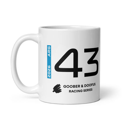 Franco Colapinto #43 F1 Driver White Mug (11oz) - Left Side