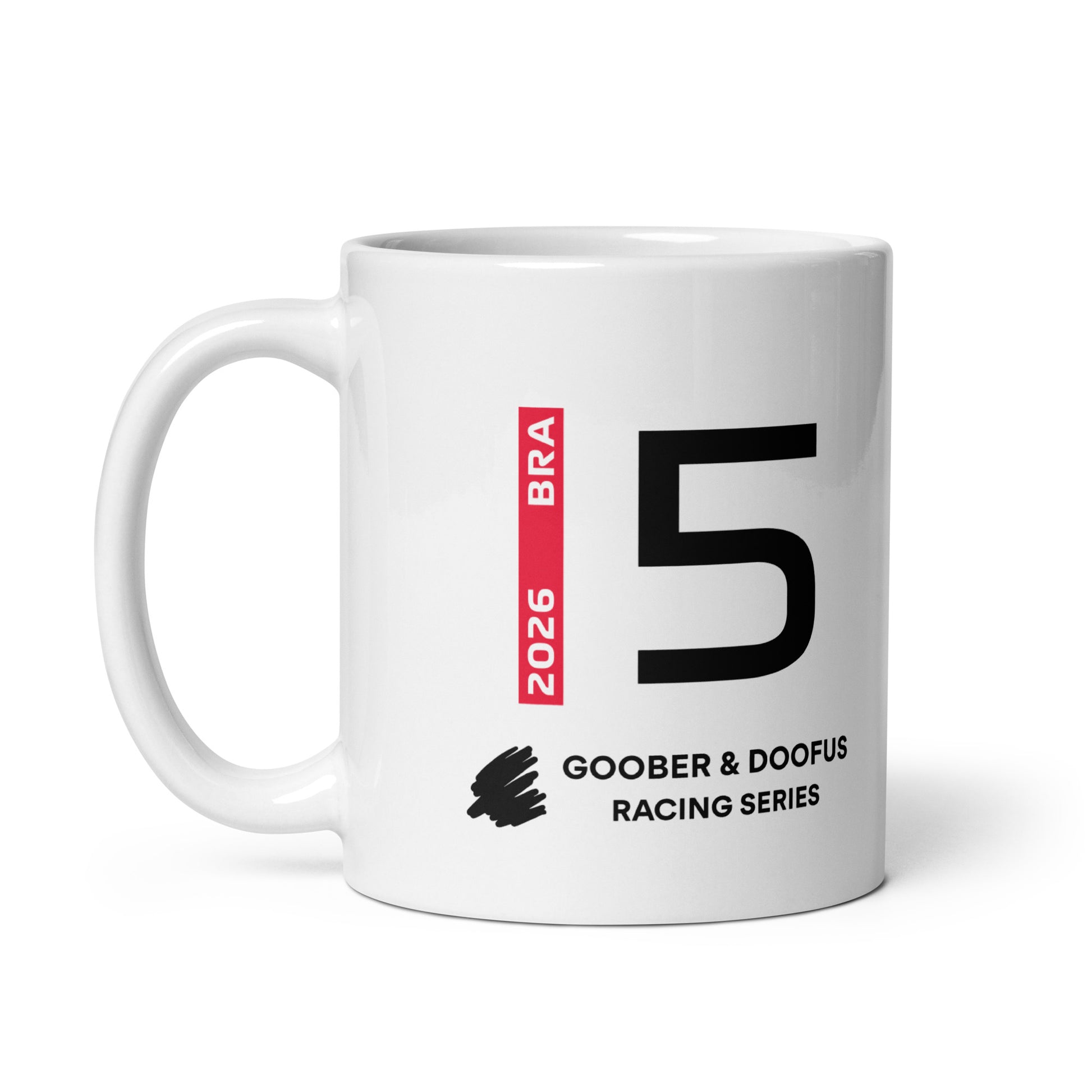 Gabriel Bortoleto #5 F1 Driver White Mug (11oz) - Left Side