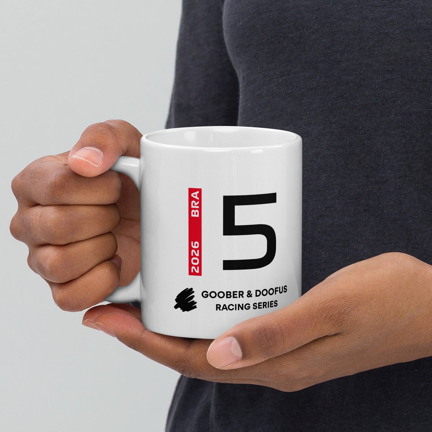 Gabriel Bortoleto #5 F1 Driver White Mug (11oz) - Held In Hand