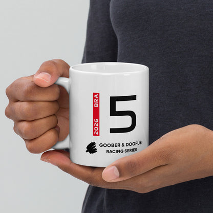 Gabriel Bortoleto #5 F1 Driver White Mug (11oz) - Held In Hand