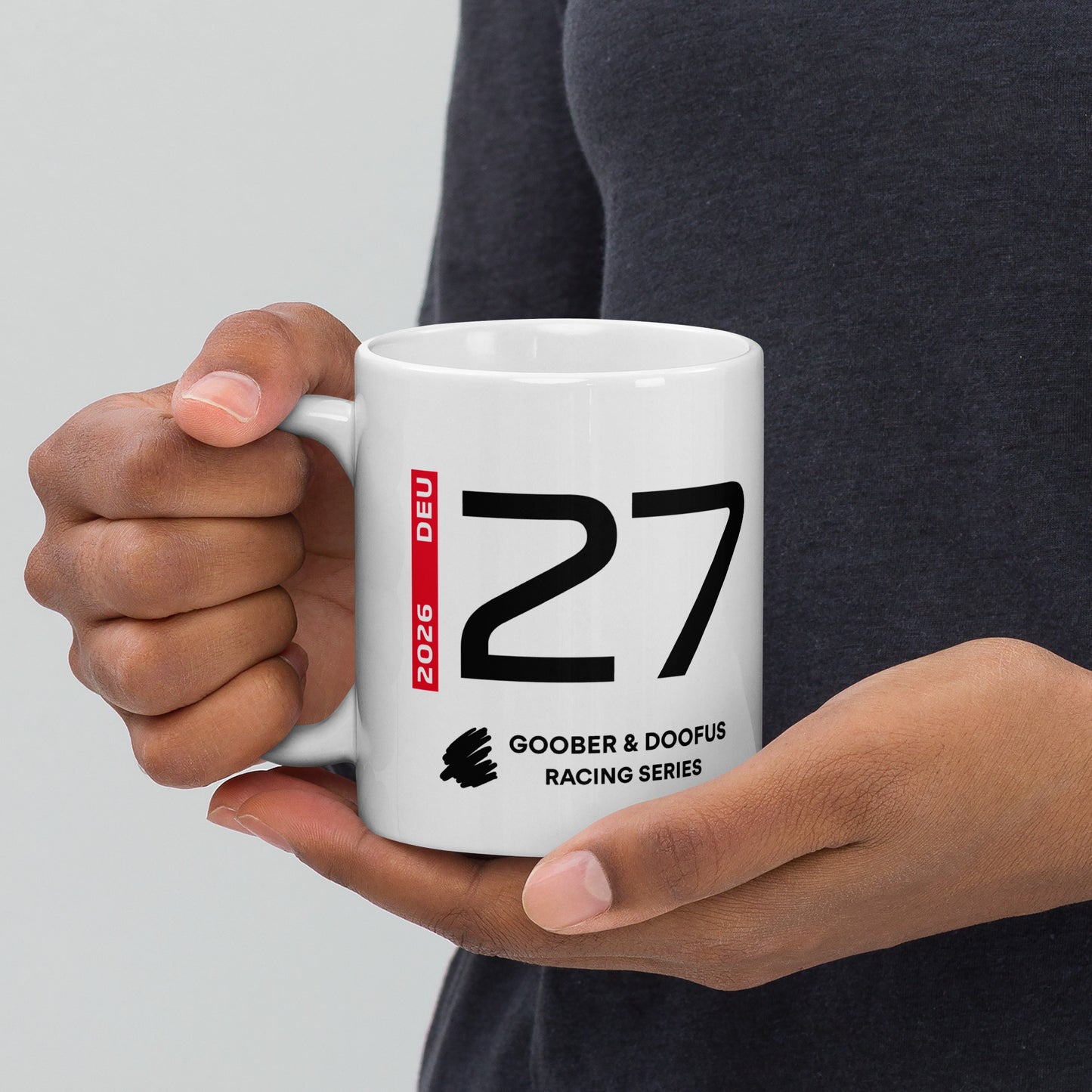 Nico Hulkenberg #27 F1 Driver White Mug (11oz) - Held In Hand