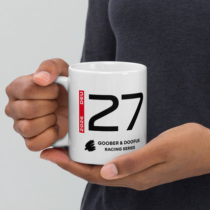 Nico Hulkenberg #27 F1 Driver White Mug (11oz) - Held In Hand