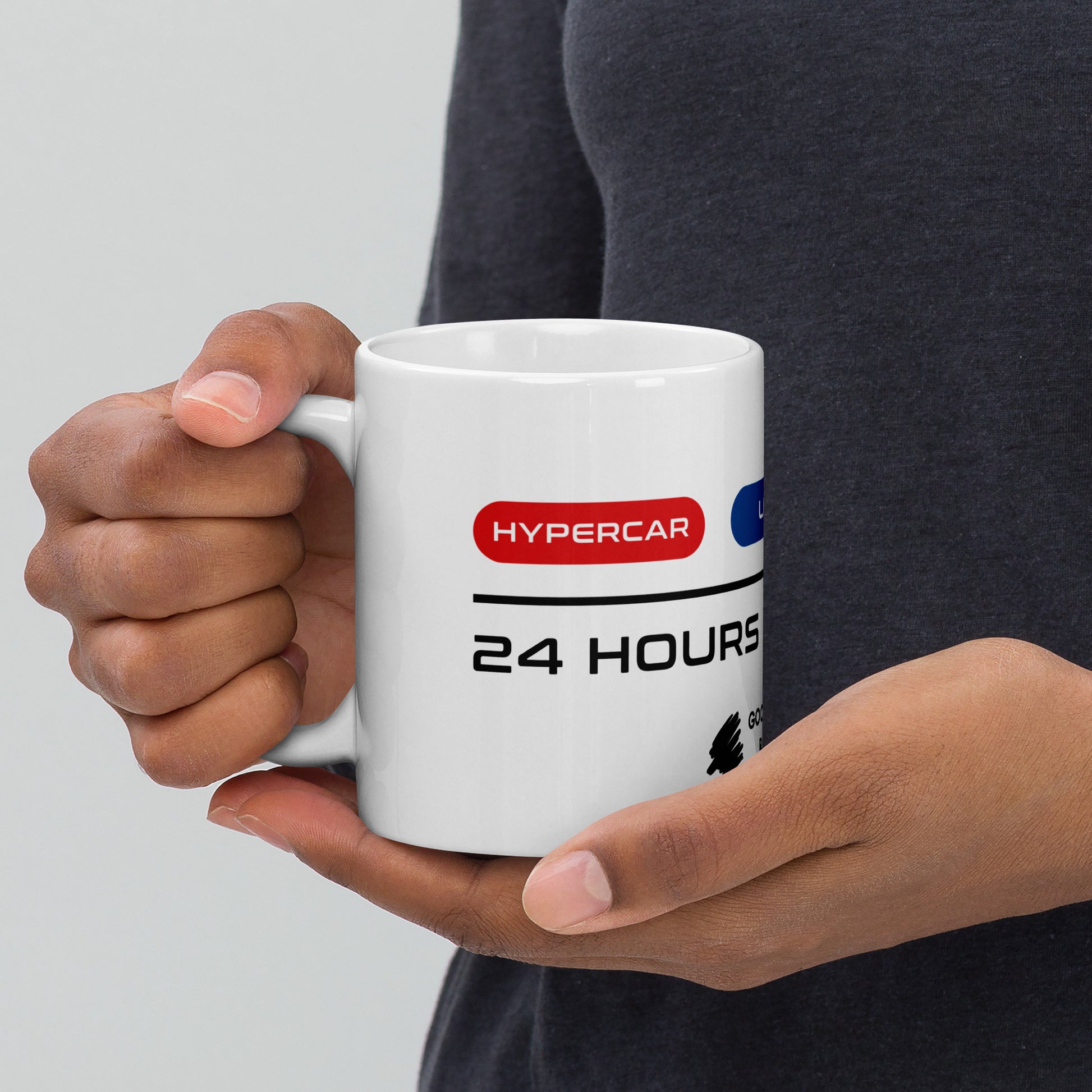 24 Hours Of Le Mans White Mug (11oz) - Held In Hand