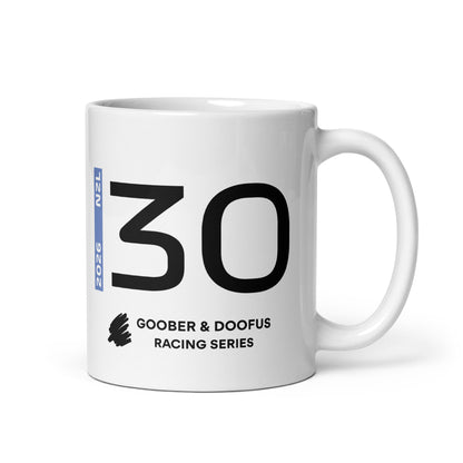 Liam Lawson #30 F1 Driver White Mug (11oz) - Right Side