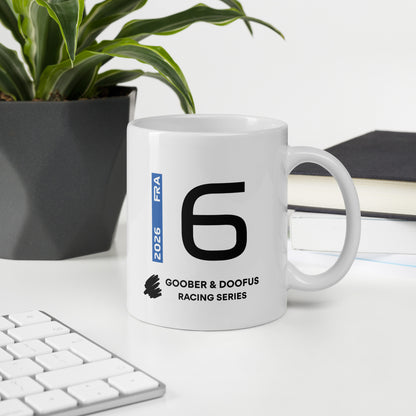 Isack Hadjar #6 F1 Driver White Mug (11oz) - Office Desk