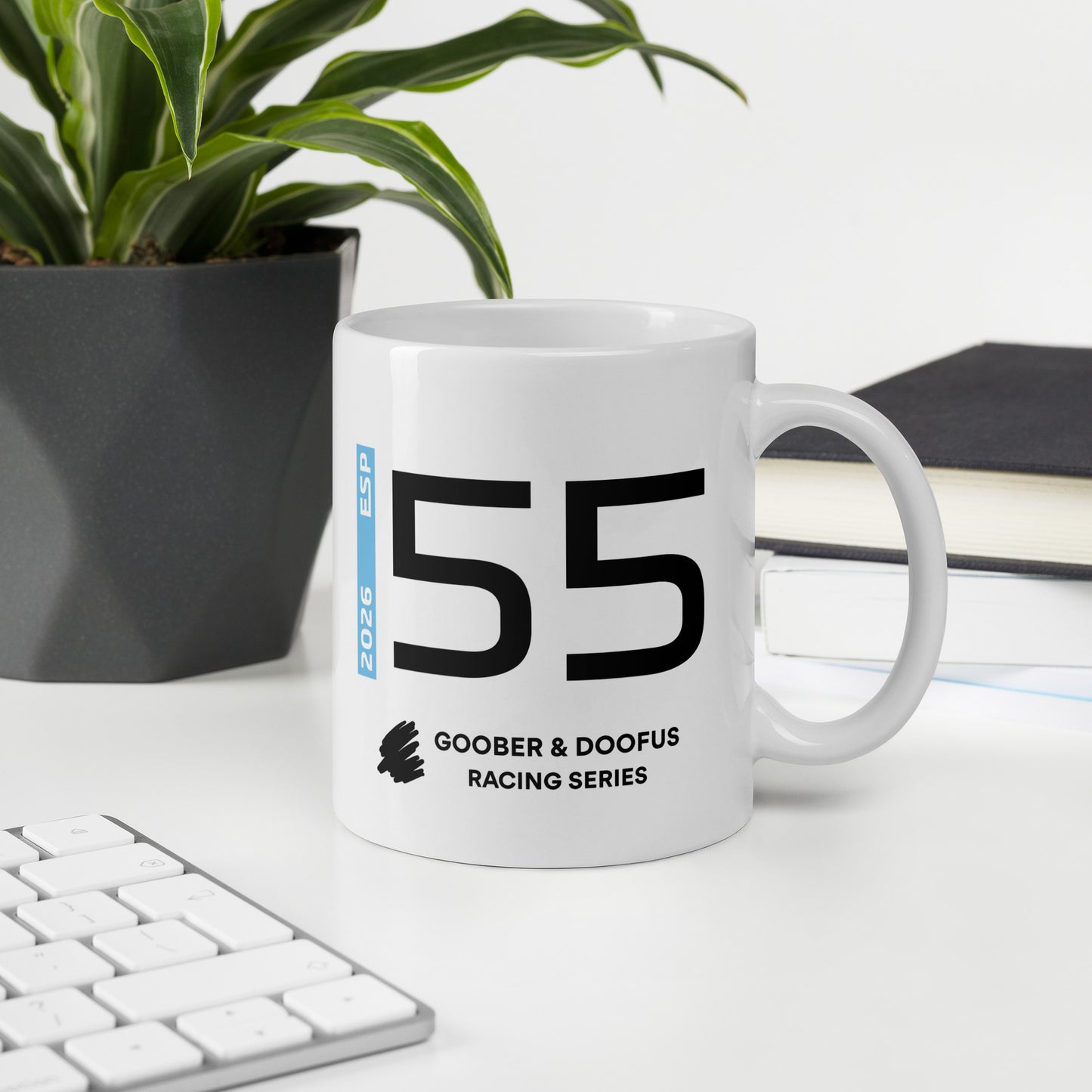 Carlos Sainz #55 F1 Driver White Mug (11oz) - Office Desk