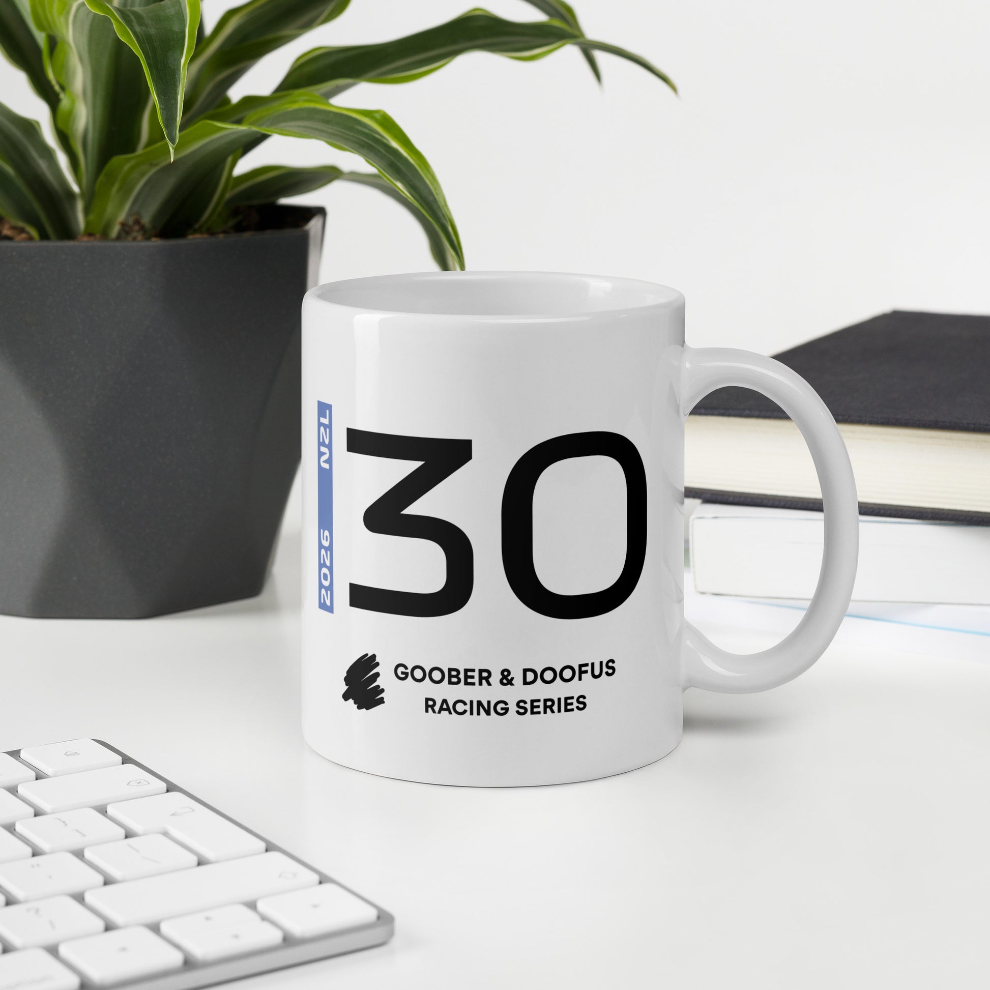 Liam Lawson #30 F1 Driver White Mug (11oz) - Office Desk