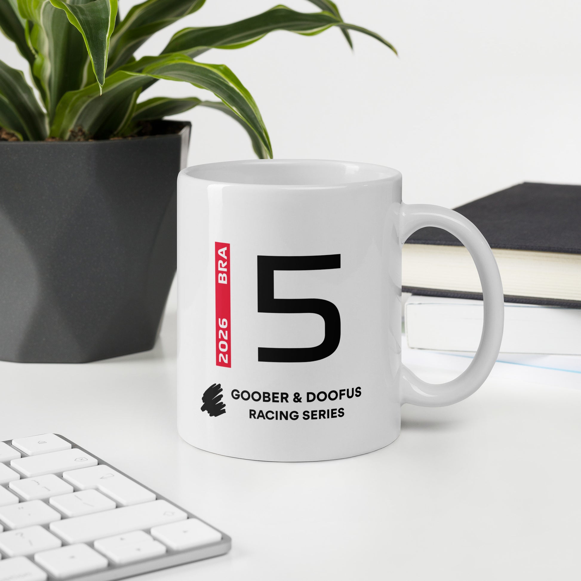 Gabriel Bortoleto #5 F1 Driver White Mug (11oz) - Office Desk