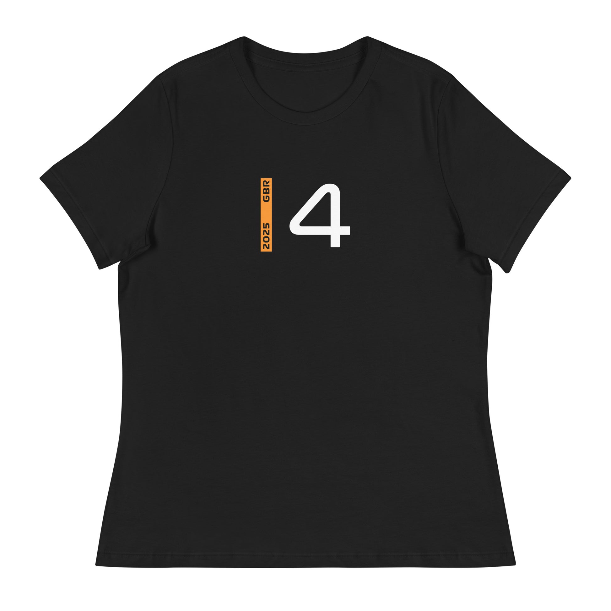 #4 F1 Driver Lando Norris Women's Relaxed T-Shirt in Black