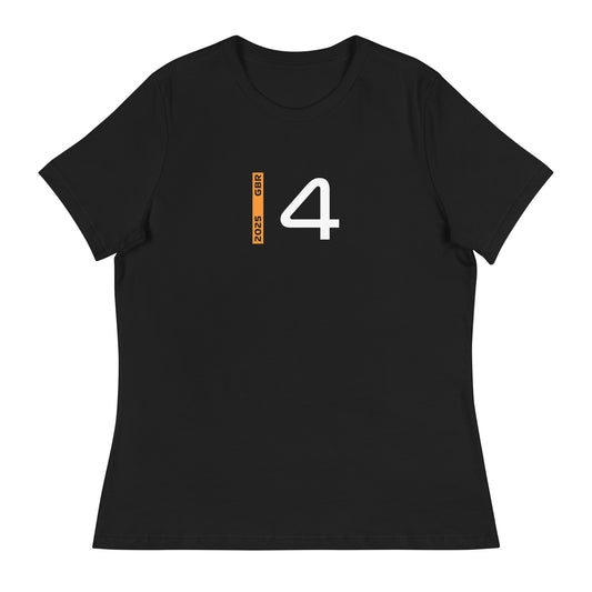 #4 F1 Driver Lando Norris Women's Relaxed T-Shirt in Black