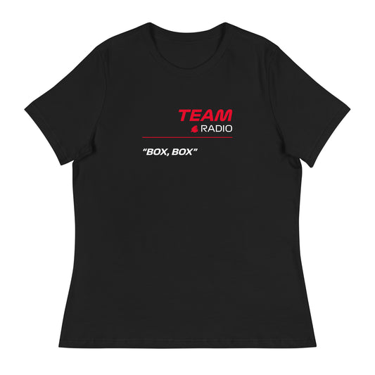 Box Box F1 Ferarri Team Radio Women's Relaxed T-Shirt in Black