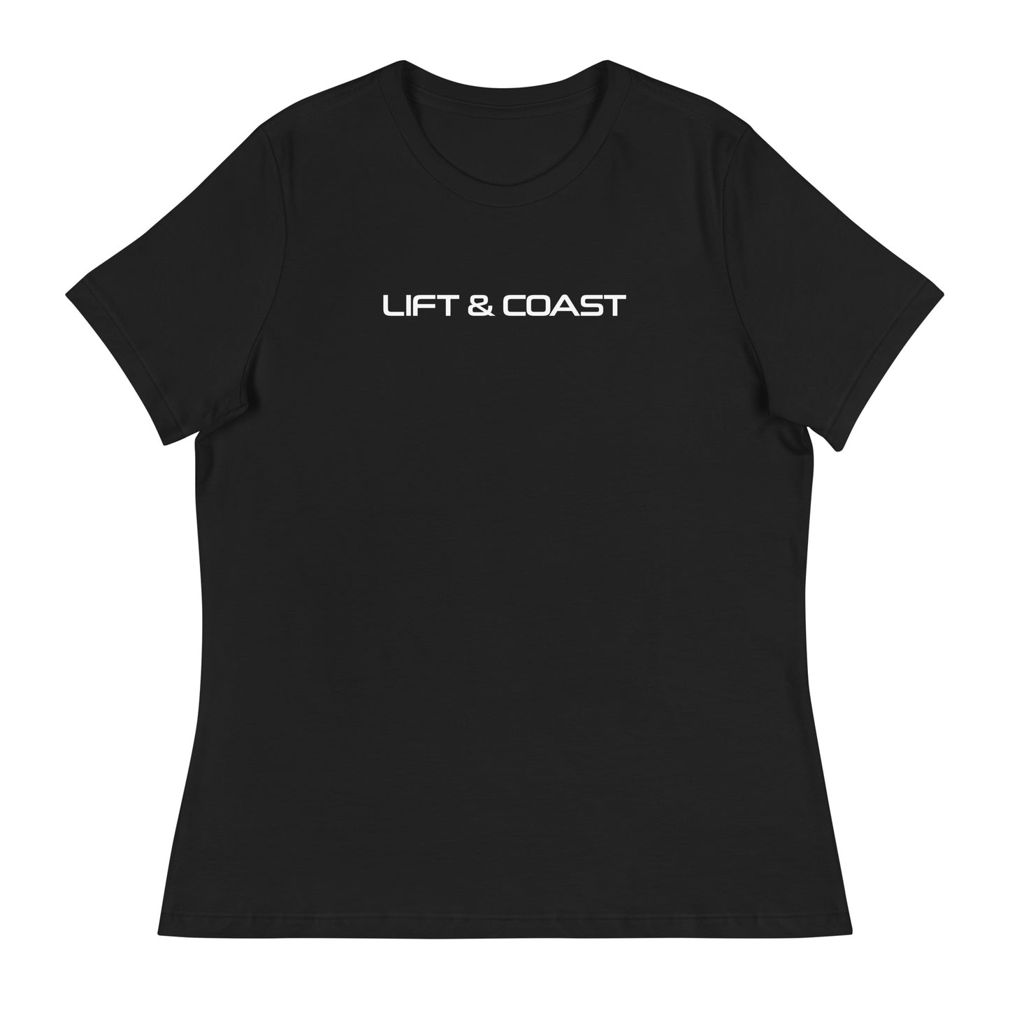 Lift and Coast F1 Racing Women's Relaxed T-Shirt in Black