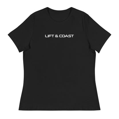 Lift and Coast F1 Racing Women's Relaxed T-Shirt in Black