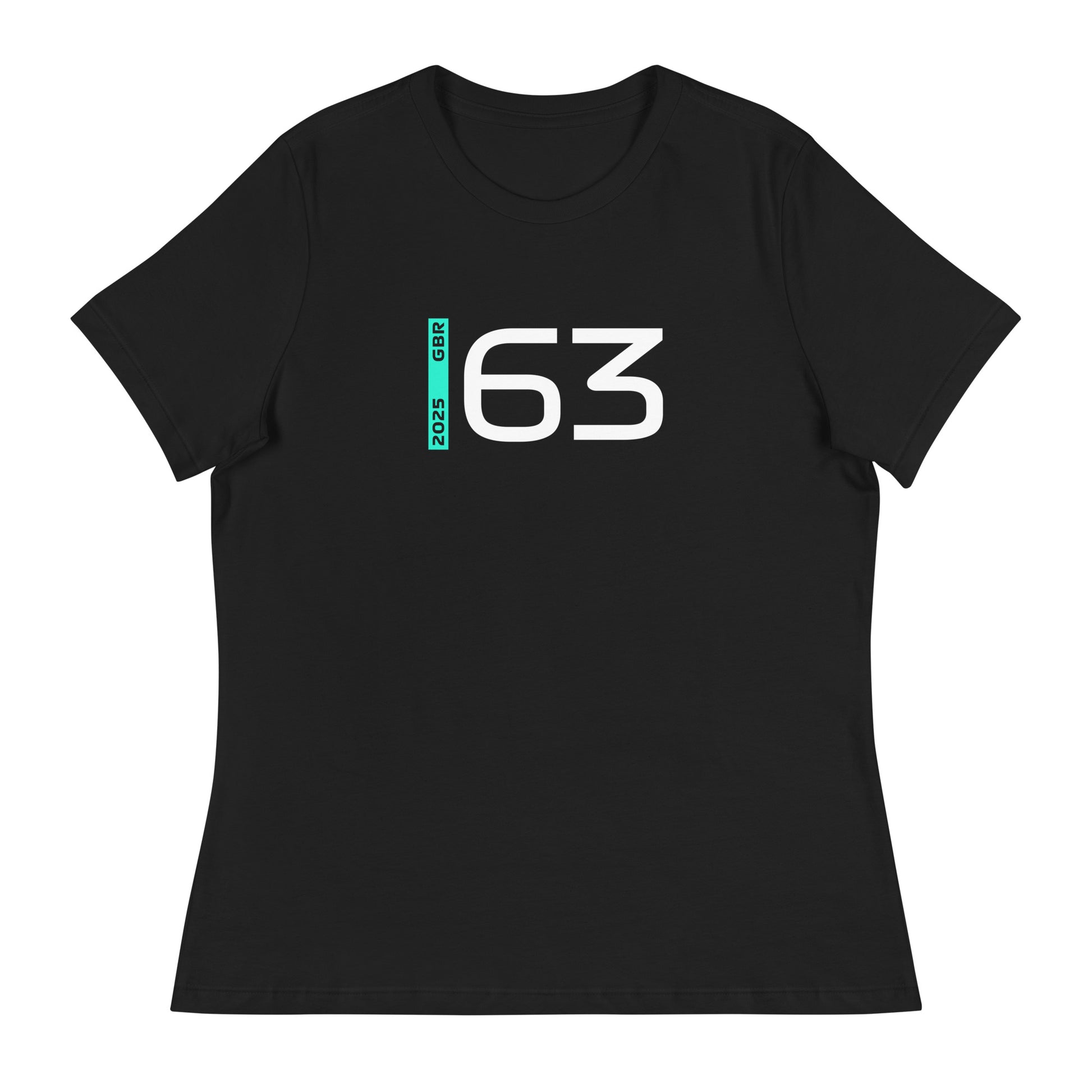 #63 F1 Driver George Russell Women's Relaxed T-Shirt in Black