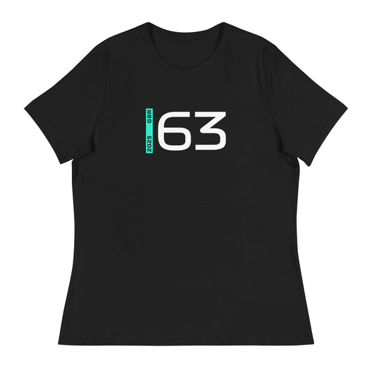 #63 F1 Driver George Russell Women's Relaxed T-Shirt in Black