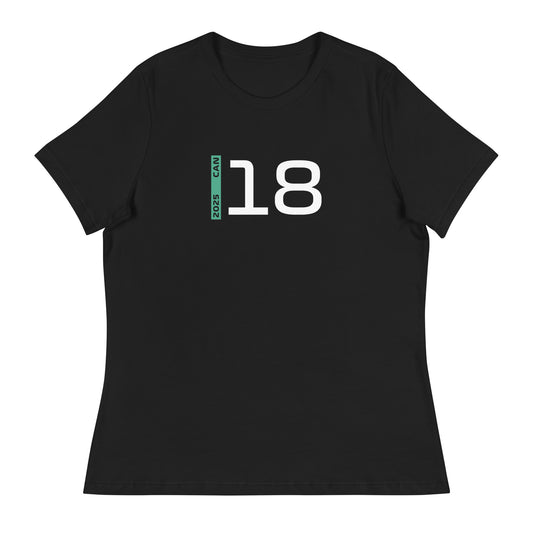 #18 F1 Driver Lance Stroll Women's Relaxed T-Shirt in Black