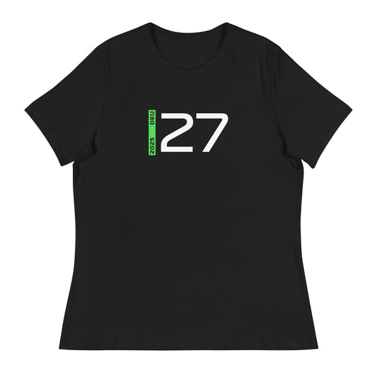 #27 F1 Driver Nico Hulkenberg Women's Relaxed T-Shirt in Black