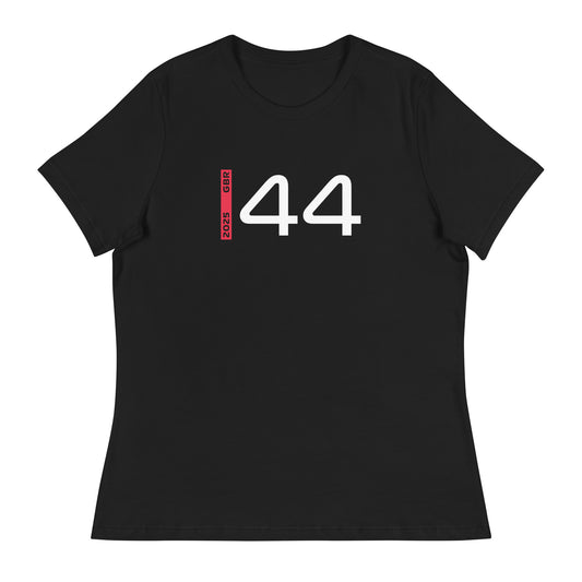 #44 F1 Driver Lewis Hamilton Women's Relaxed T-Shirt in Black