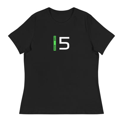 #5 F1 Driver Gabriel Bortoleto Women's Relaxed T-Shirt in Black