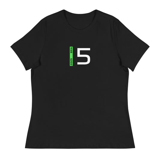 #5 F1 Driver Gabriel Bortoleto Women's Relaxed T-Shirt in Black