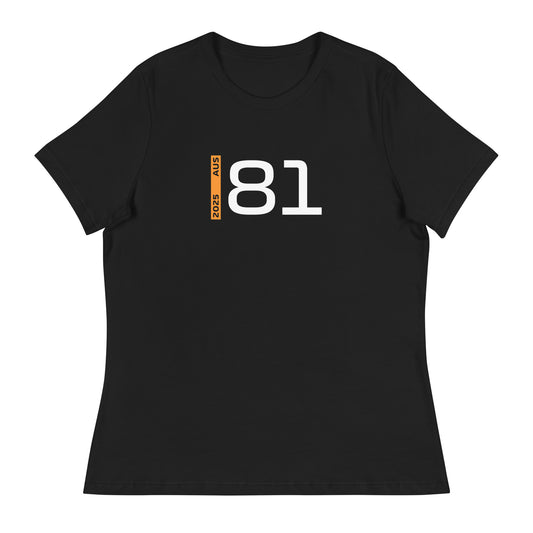#81 F1 Driver Oscar Piastri Women's Relaxed T-Shirt in Black