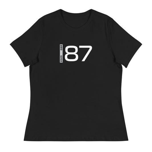 #87 F1 Driver Ollie Bearman Women's Relaxed T-Shirt in Black