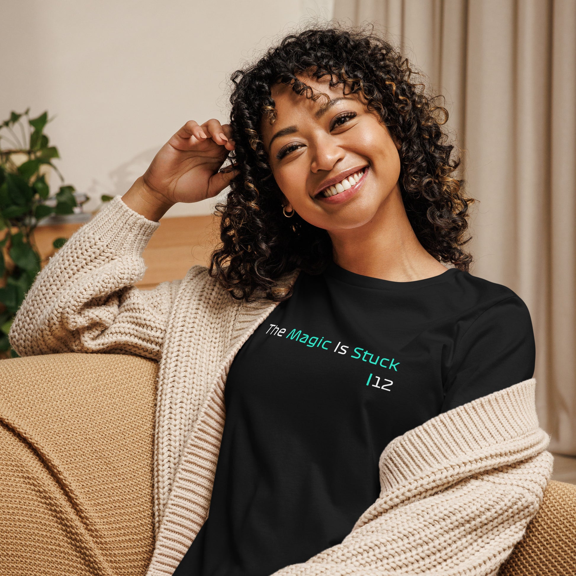 "The Magic is Stuck" Women's Relaxed Black T-Shirt from the GooberAndDoofus.com Racing Series