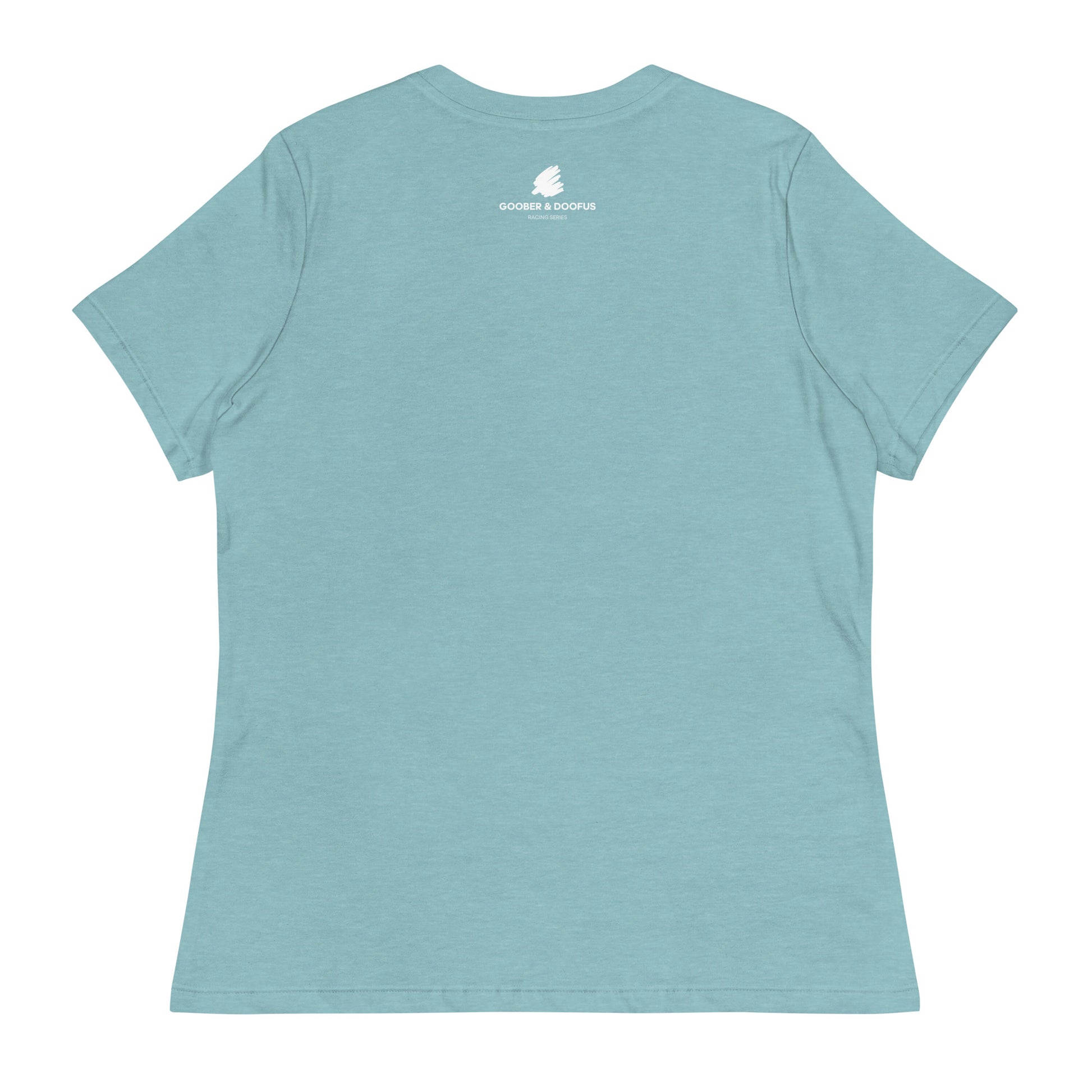 Box Box Text F1 Racing Women's Relaxed T-Shirt in Lagoon Blue
