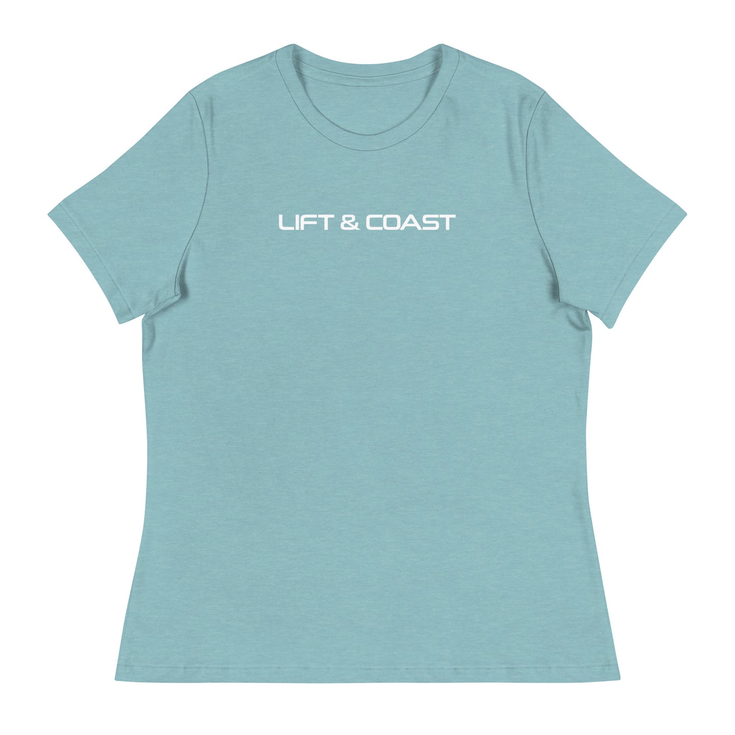 Lift and Coast F1 Racing Women's Relaxed T-Shirt in Lagoon Blue