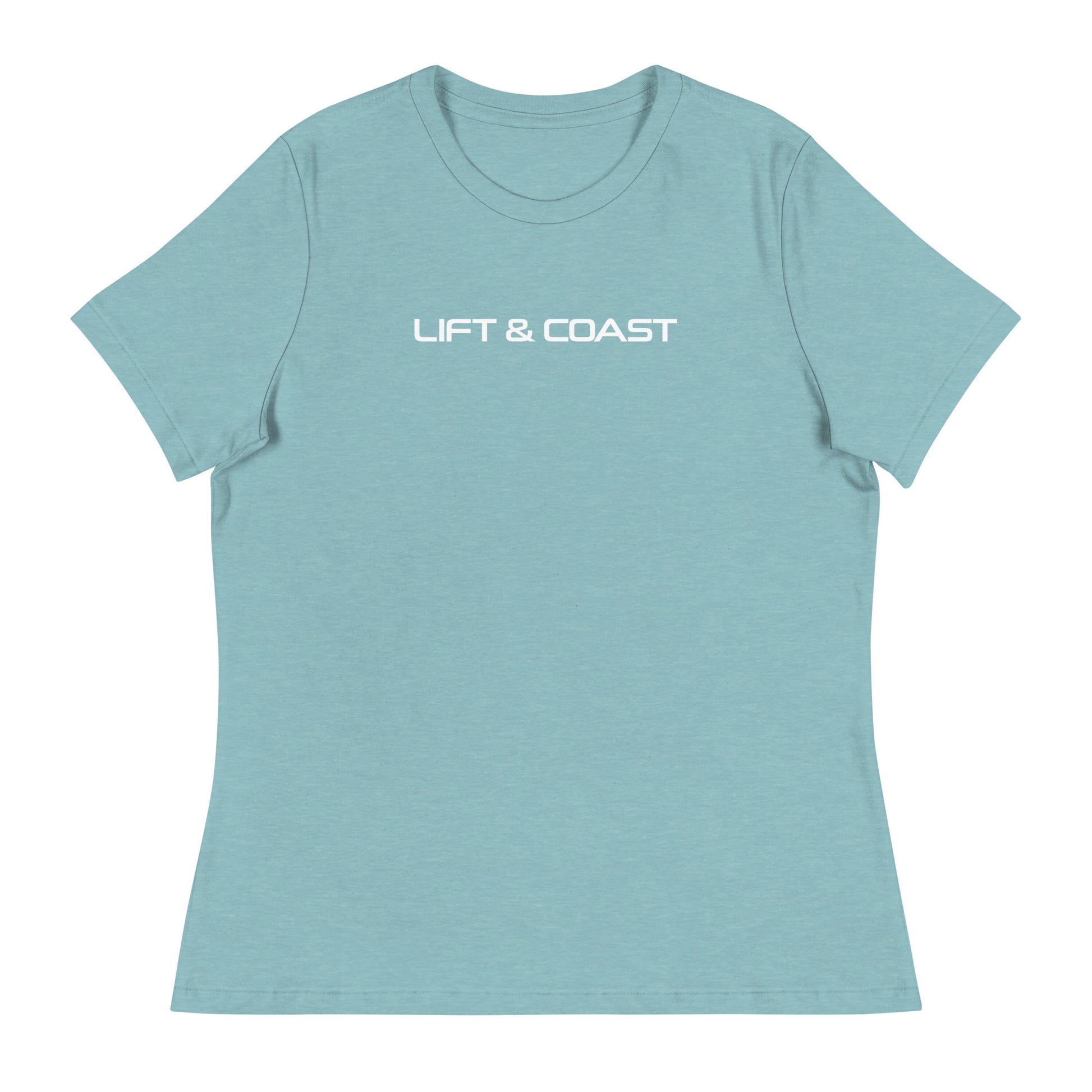 Lift and Coast F1 Racing Women's Relaxed T-Shirt in Lagoon Blue