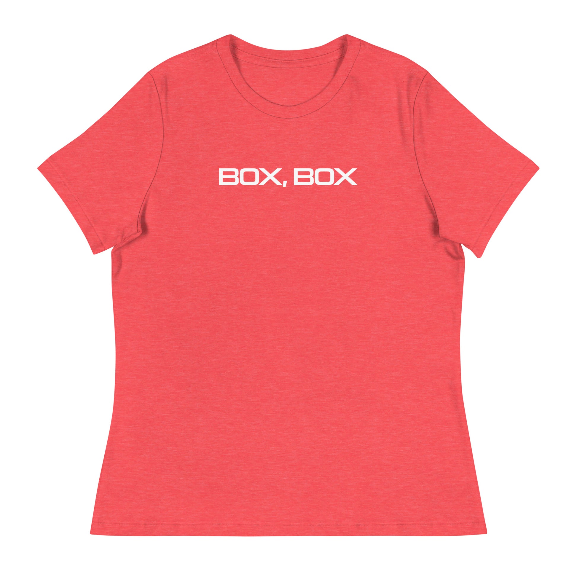 Box Box Text F1 Racing Women's Relaxed T-Shirt in Heather Red