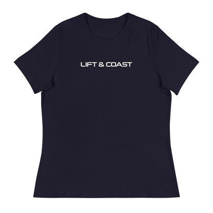 Lift and Coast F1 Racing Women's Relaxed T-Shirt in Navy Blue